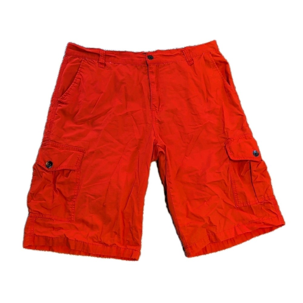 Y2K Baggy Cargo Shorts‎ VTG Southpole Orange Sz 38 Raver Jorts Grunge Goth Skate